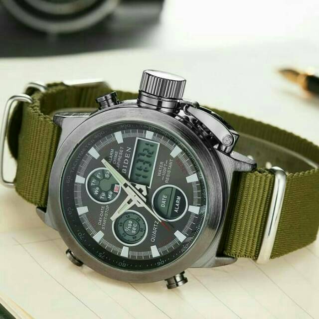 Jam Tangan BIDEN Tali Kanvas Anti Air Original