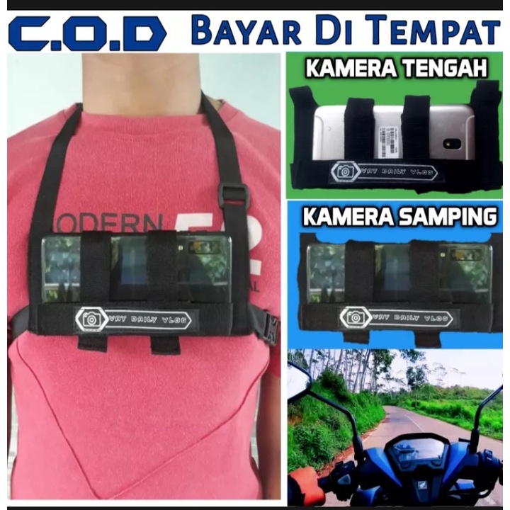 Tas Hp Pria Kecil Video Record Trail Turing Vlog Sepeda Motor / Chestrap motovlog dan vlog untuk handphone mounting dada - tas wanita  selempang vlog dada / Selempang pria depan vloger