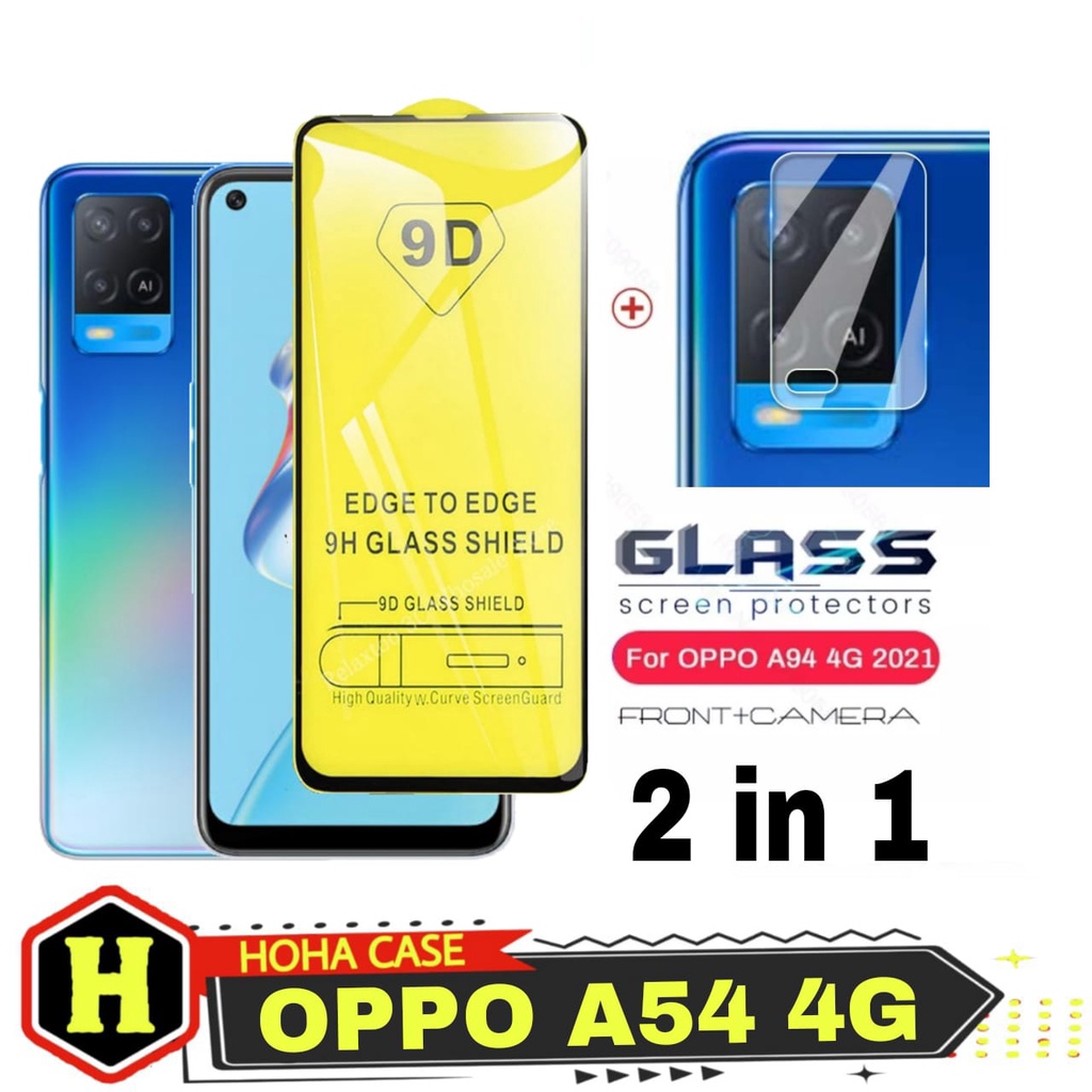 Paket 2 in 1 Tempered Glass OPPO A54 4G Anti Gores Layar Free Pelindung Camera