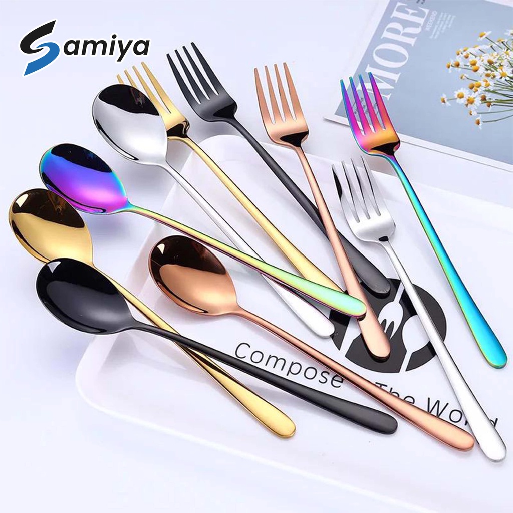 Sendok garpu korea stainless sujeo SUS 304/ sendok panjang korea / korean long spoon fork premium grade SUS304