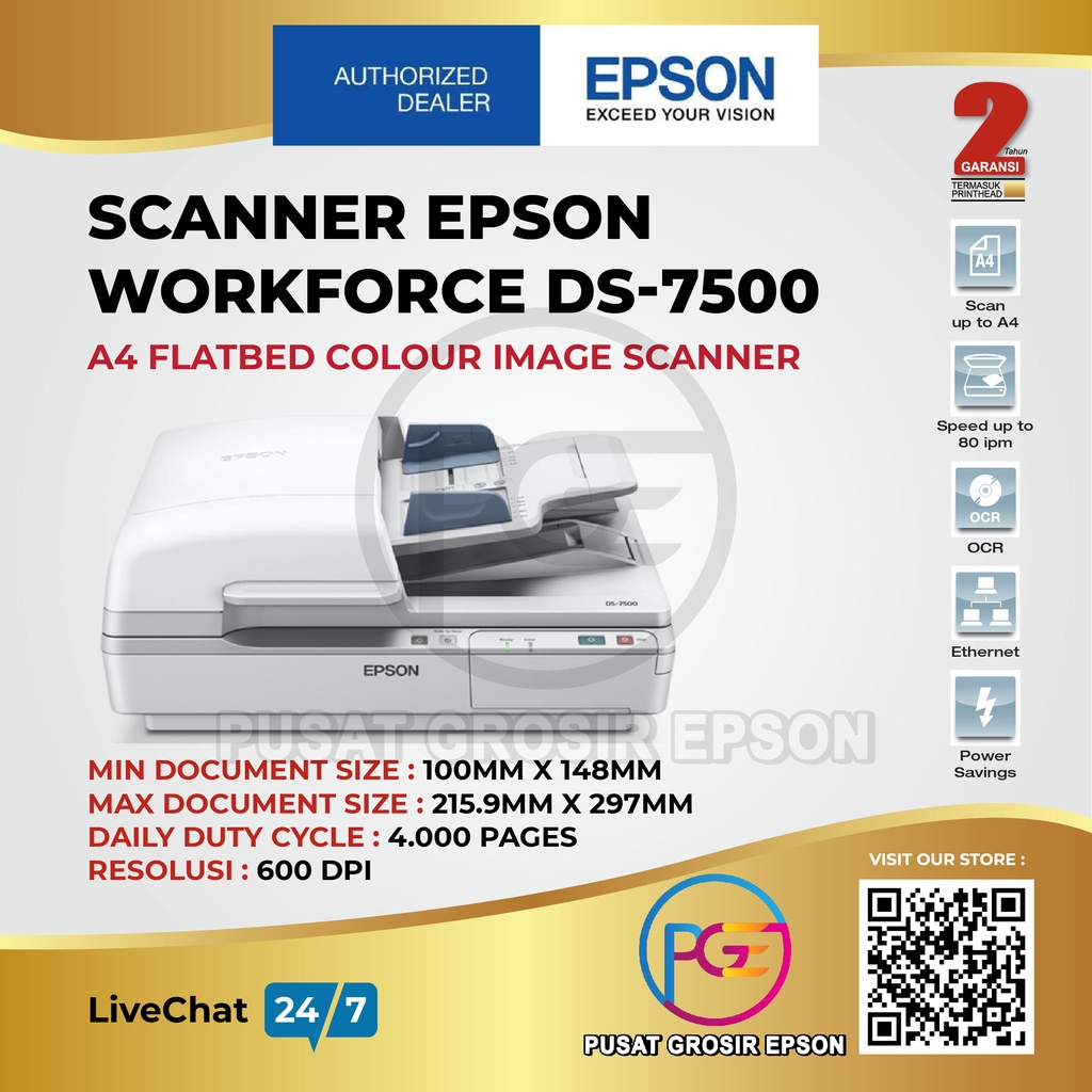 

SCANNER EPSON WORKFORCE DS-7500 DS7500 DS 7500 GARANSI RESMI