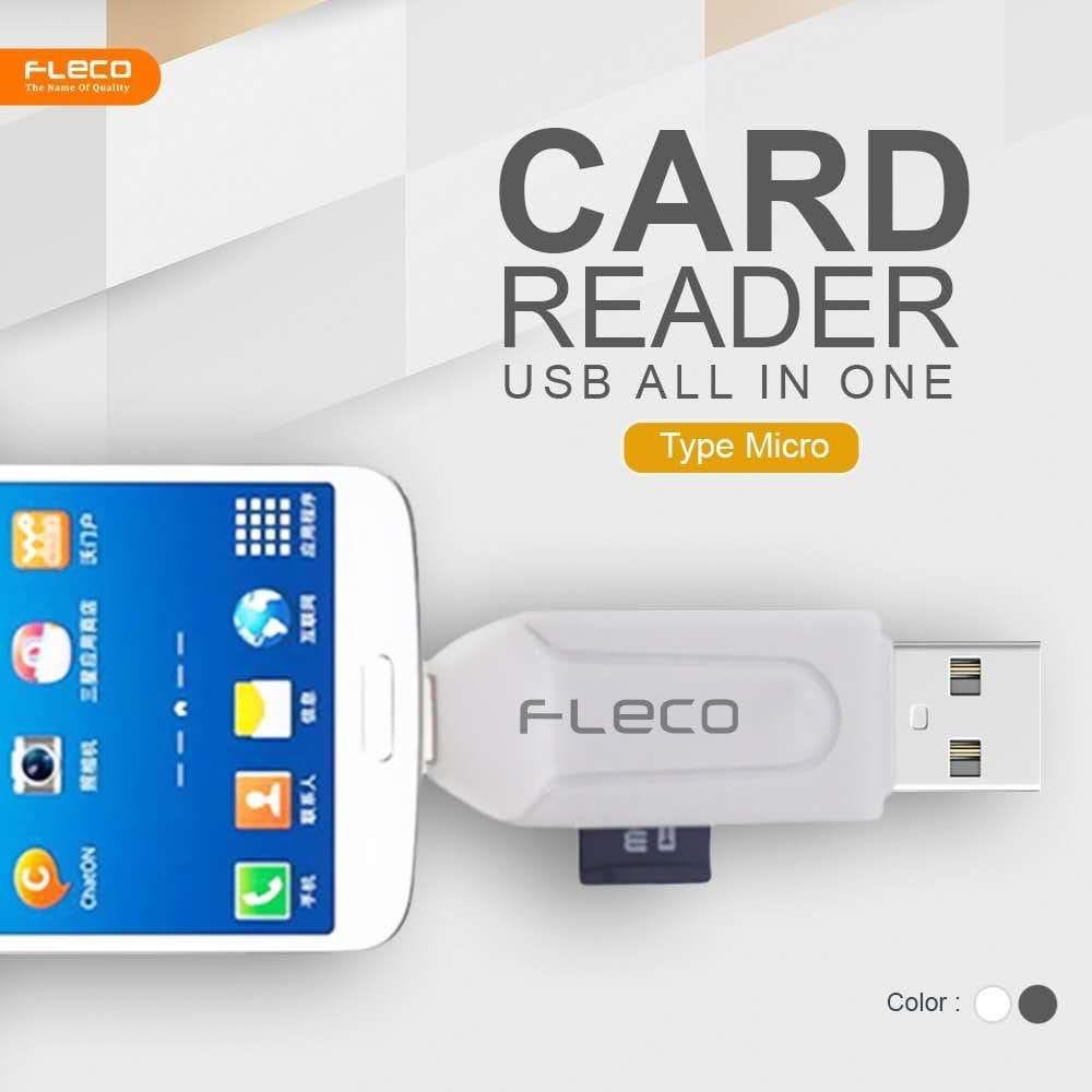 Otg Card reader PANJANG micro&amp;Type C Fleco MMC SD Card Reader Type C Fast Data transfer original fleco