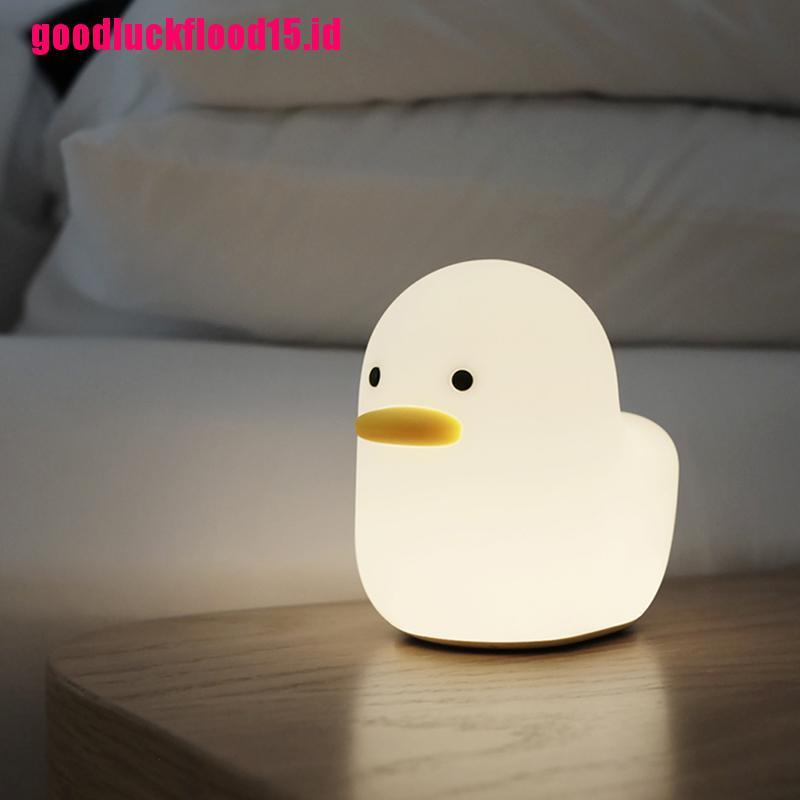 (LUCKID) Lampu Malam LED Bentuk Bebek Lucu Bahan Silikon Lembut Dengan Sensor Sentuh