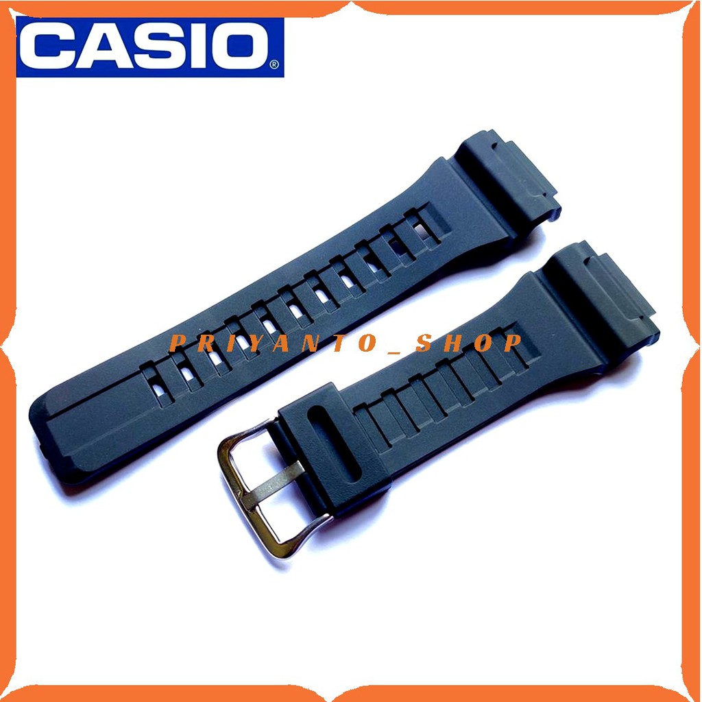 Strap Tali Jam Tangan Rubber Casio W-735 AQ-S810 AEQ-110 W-736H Hitam Bonus Pen