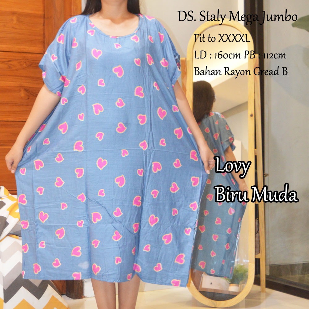 Daster Mega Jumbo Staly LD 160cm || Daster Jumbo Murah-Lovy Biru Muda A