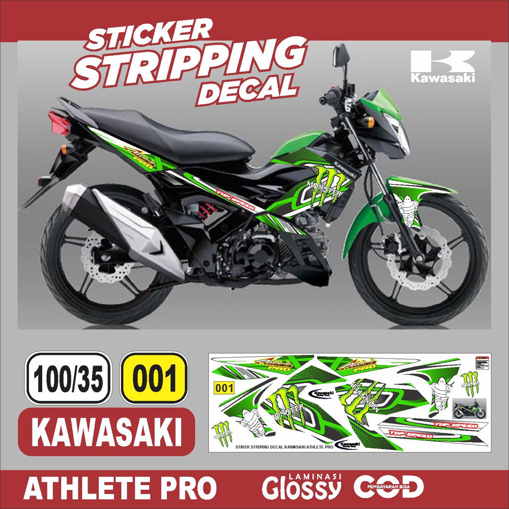 Stiker decal striping kawasaki athlete pro variasi semua ready athlete pro