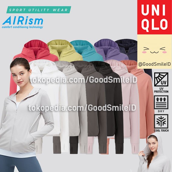 jaket wanita UNIQLO AIRism JAKET MESH HOODIE UV PROTECTION JACKET WANITA JASTIP 1 - PILIH WARNA, L k