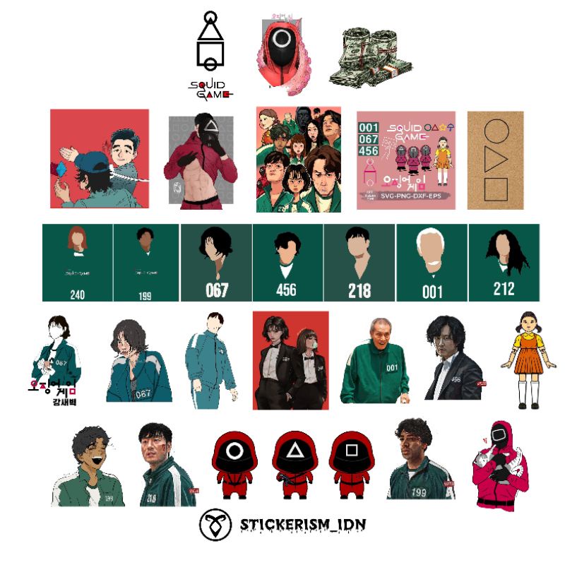 

STICKER / STIKER SQUID GAME TAHAN AIR TEMPELAN LAPTOP DAN CASING HP [ISI 30 pcs]