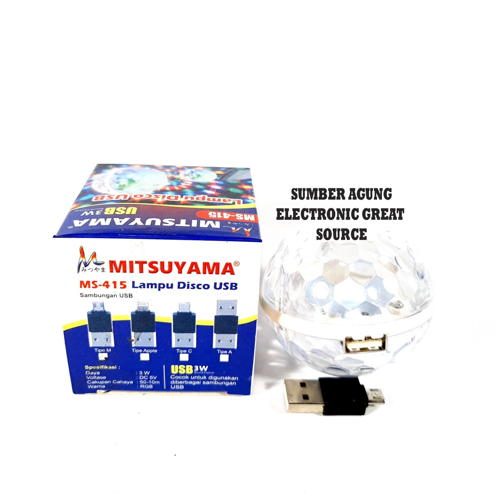 Mitsuyama MS415 Lampu Disco USB 3W Sound Control Bulat Tipe M Micro