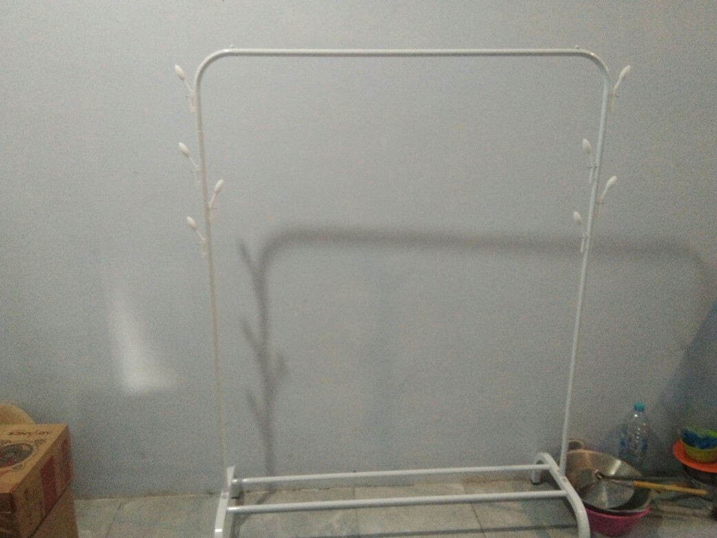 Gantungan Baju Rak Lemari Jemuran Stand Hanger Tempat Pakaian Sepatu Single Bahan Besi