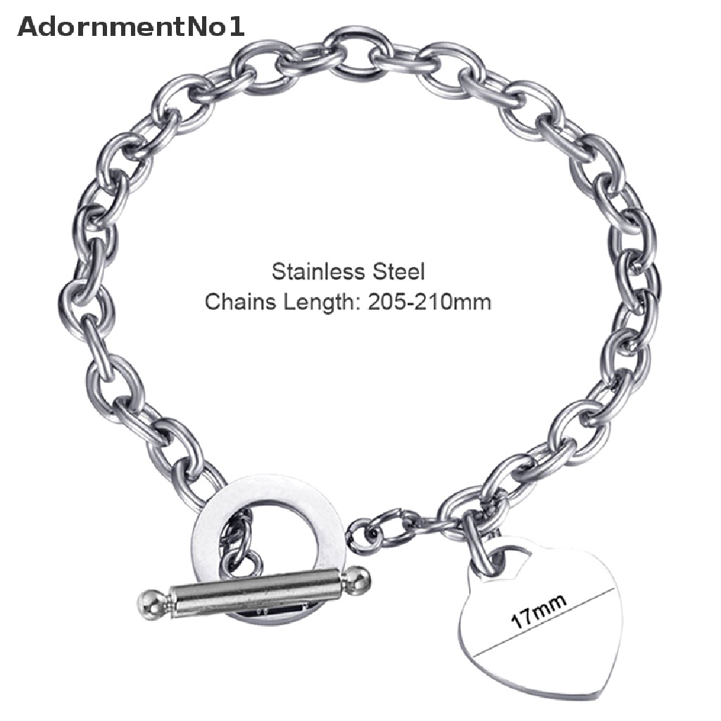 (AdornmentNo1) Gelang Tangan Rantai Fashion Aksen Hati Bahan Stainless Steel Untuk Perhiasan Wanita