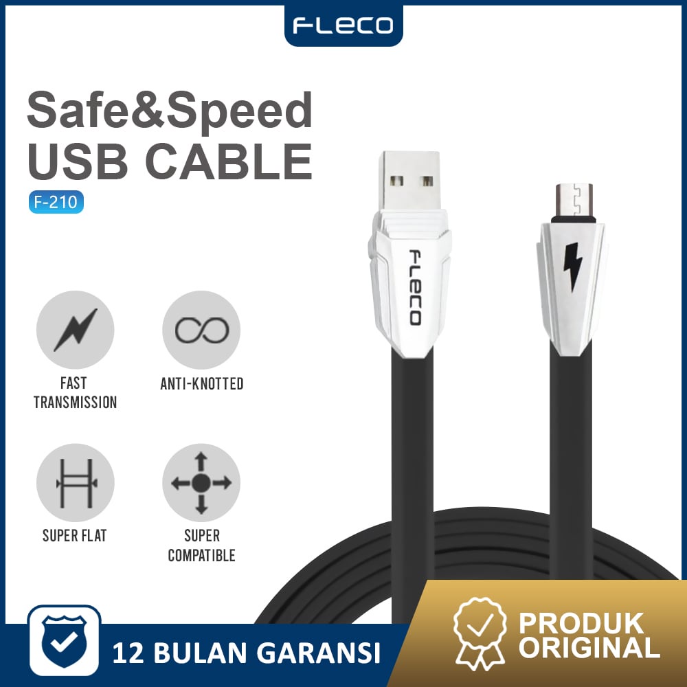 KABEL FAST CHARGING KABEL USB TYPE MICRO SAFE AND SPEED F-210 FLECO