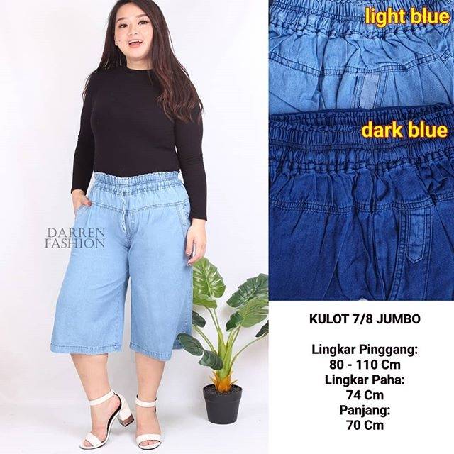 Celana Kulot Wanita 7/8 Jumbo Big Size Jeans Denim