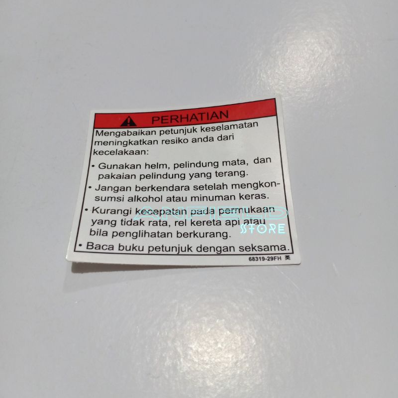 stiker sticker label warning peringatan all motor suzuki