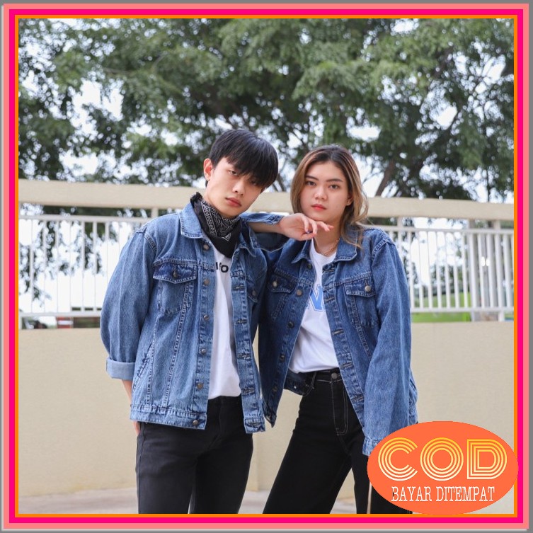 Promo--> Biondy Jaket Jeans Denim Jins Jaket Wanita Cewek Cewe Ja AY819 Jiniso Jaket Jeans Oversize