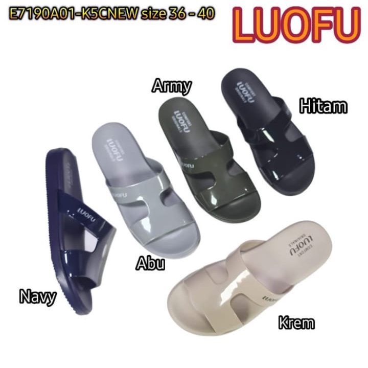 Sandal Wanita Slop Karet Terbaru  - Luofu -  E7190A01-K5CNEW