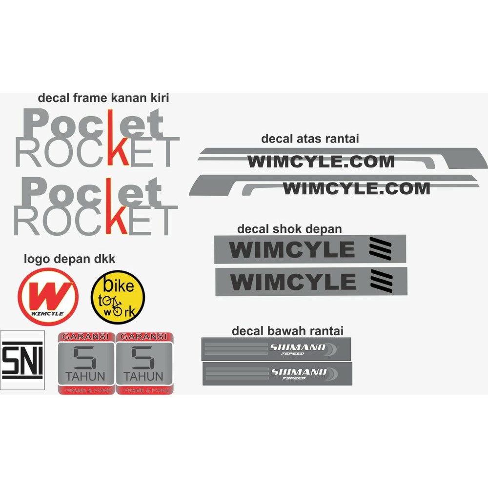 Decal stiker sepeda Wimcycle pocket rocket baru Terbatas