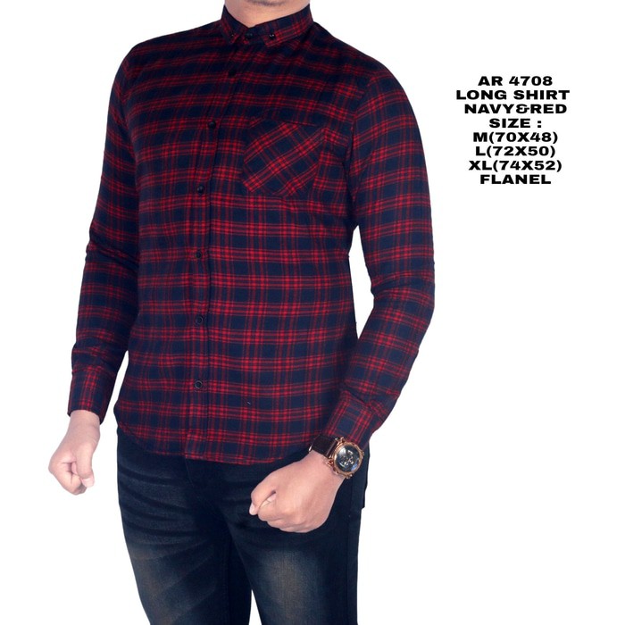 Baru Populer  kemeja flanel pria LEVIS hitam   merah cowok le laki keren