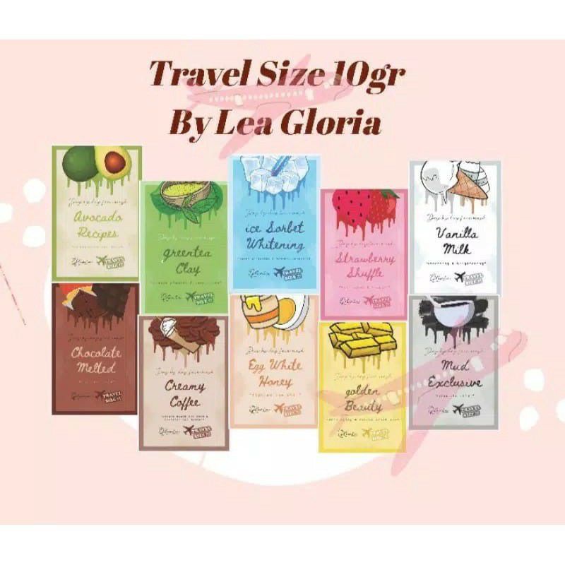 DIST RESMI - TRAVEL SIZE Masker By Lea Gloria 10 gram Masker Wajah Organik BPOM Ready Original