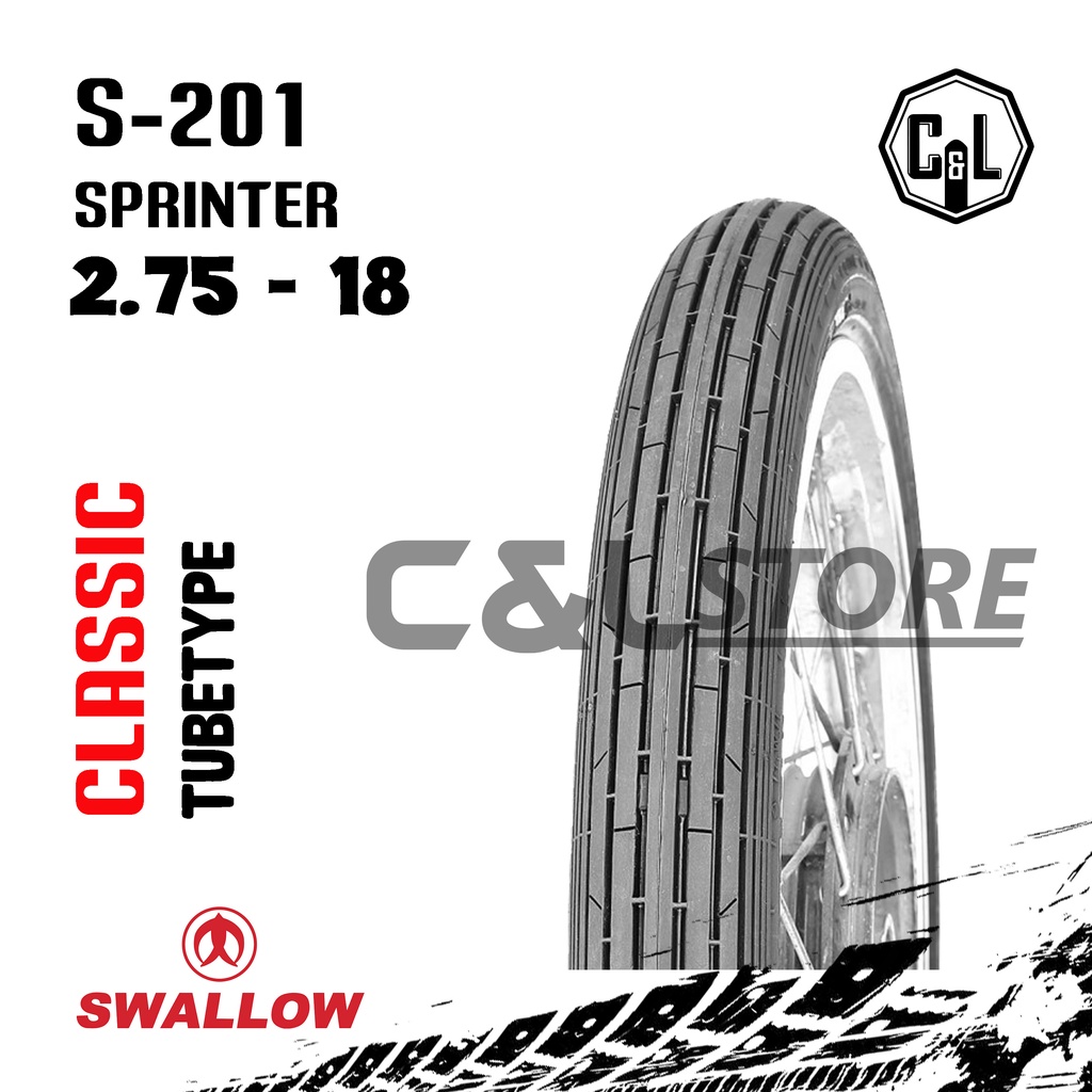 BAN LUAR MOTOR SWALLOW 275-18 RING 18 S-201 SPRINTER TUBETYPE