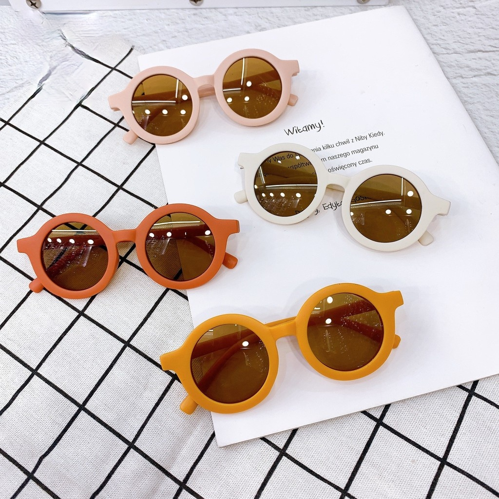 (YUZHU) COD Kacamata Hitam Anak Bulat Korea Gaya Kacamata Hitam Macaron Sunglasses