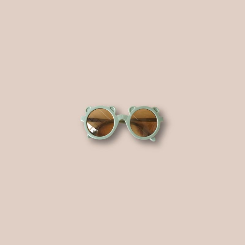 BEAR & ROUND KIDS SUNGLASSES ANTI UV 1-6 TAHUN | Kacamata Anak Perempuan Kacamata Anak Laki Laki Kacamata bulat anak Kacamata anak bear Kacamata anak retro-Bear - Sage Green