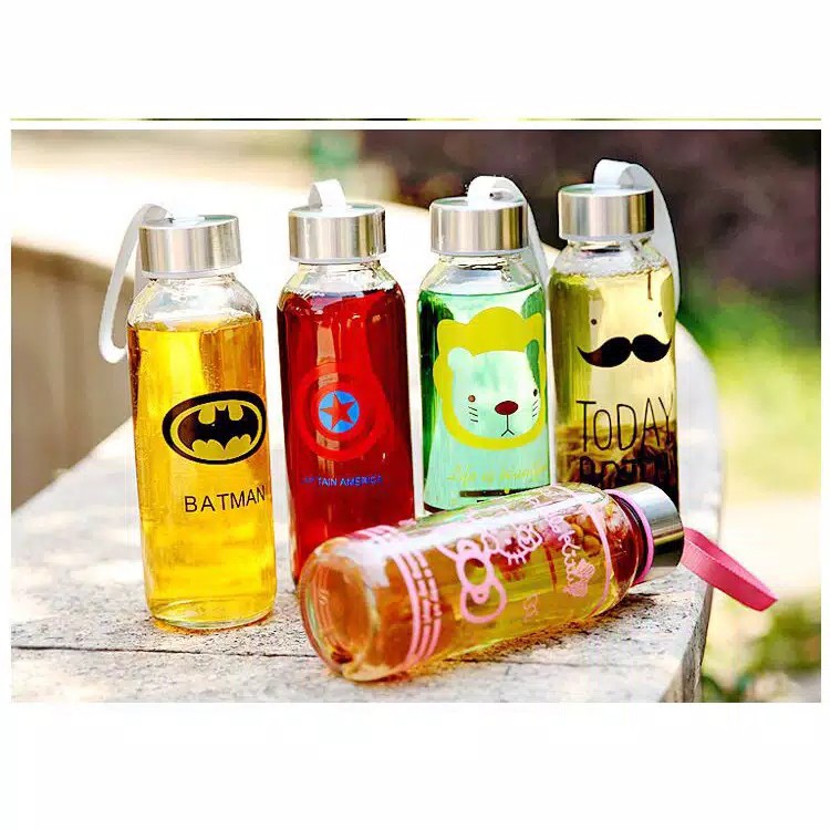 botol minum Botol Kaca Bening Printing Karakter my botol minum Botol Kaca Bening Printing Karakter my