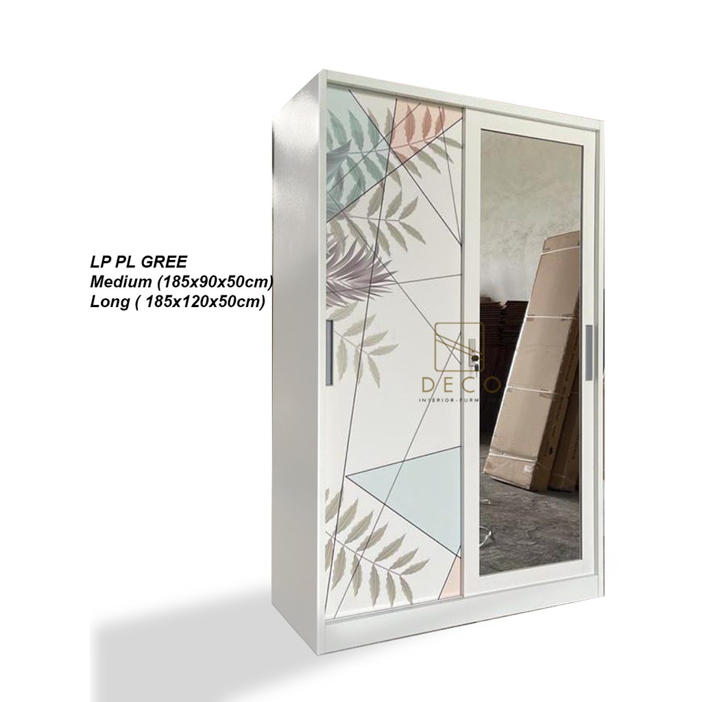 Lemari Pakaian Minimalis Baju Besi Sliding - GREE MEDIUM