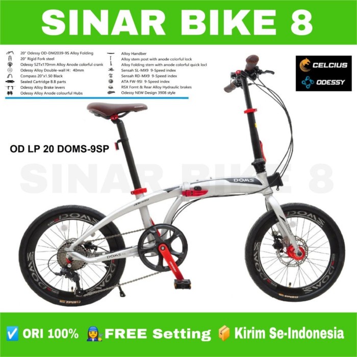 Sepeda Lipat Ukuran 20 Inch ODESSY DOMS 9 Speed Alloy Rem Hidrolik