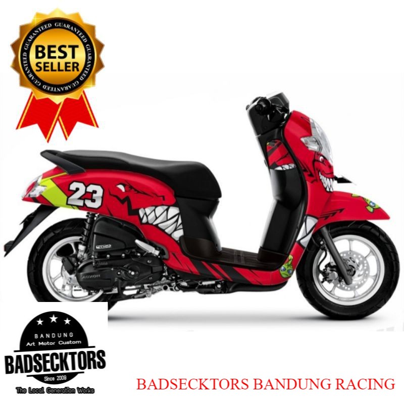 Decal sticker Scoopy fi 2019 sharks merah keren
