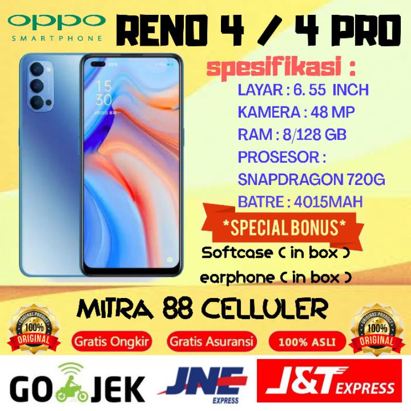 OPPO RENO 4 & 4 PRO 8/128 & 8/256 GARANSI RESMI OPPO