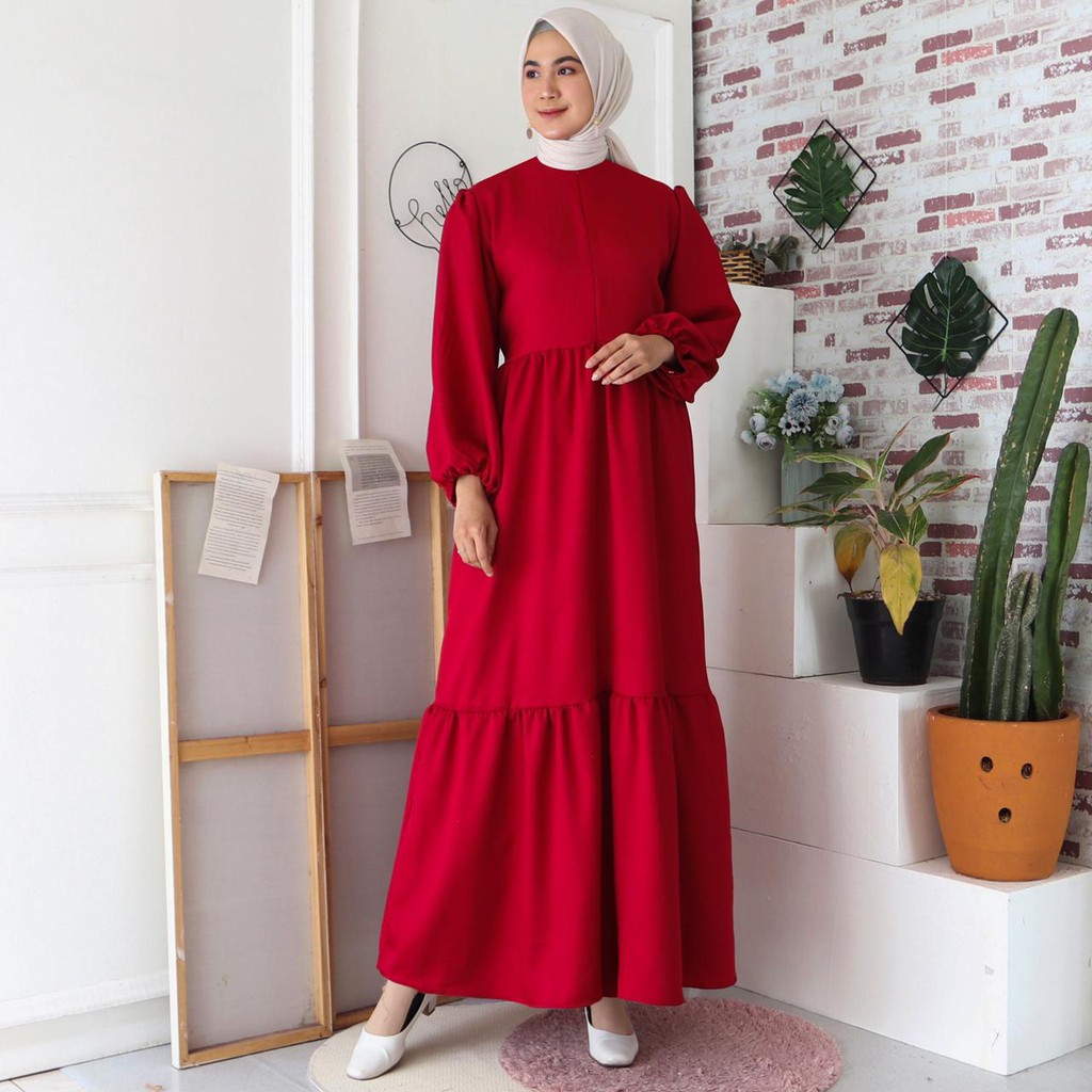 (Dijamin RealPict) Gamis Malika Busui Maxi Dress Lengan Balon Fashion Muslim