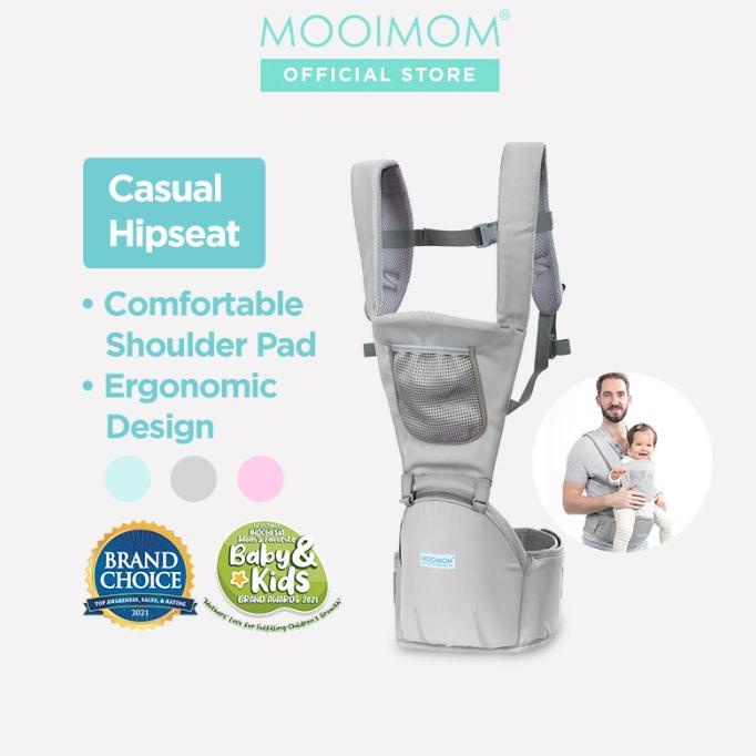 MOOIMOM Casual Hipseat Carrier Gendongan Bayi Depan - 3 - 36 Bulan,Hijau