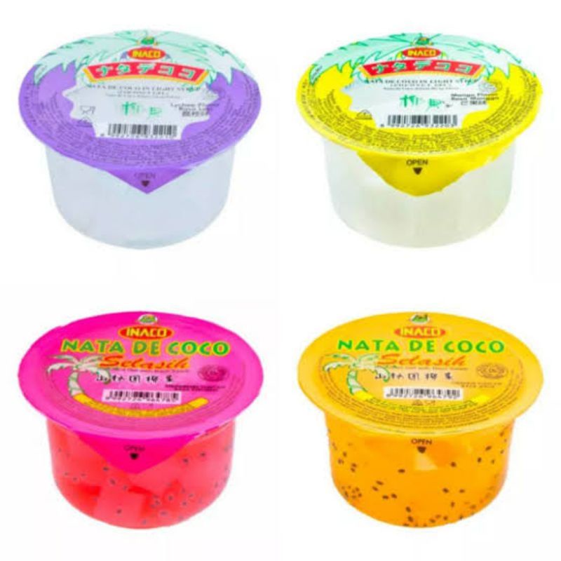 Inaco nata de coco selasih orange/mango/lychee/aloe vera cup 200gr