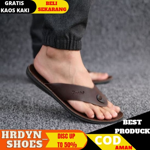 ORIGINAL - SANDAL JEPIT KULIT PRIA CASUAL / SENDAL JAPIT KEKINIAN COWOK LAKI-LAKI DEWASA KASUAL BARLIN-04