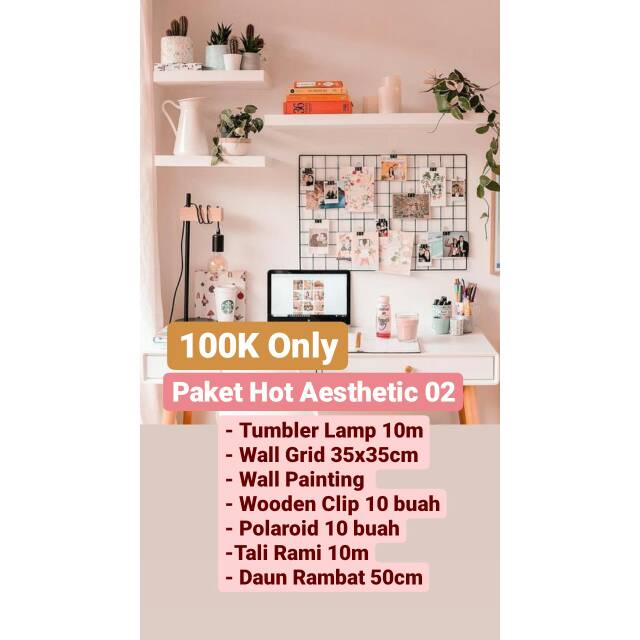 Paket room decor aesthetic 100k 02 dekorasi  kamar  murah  