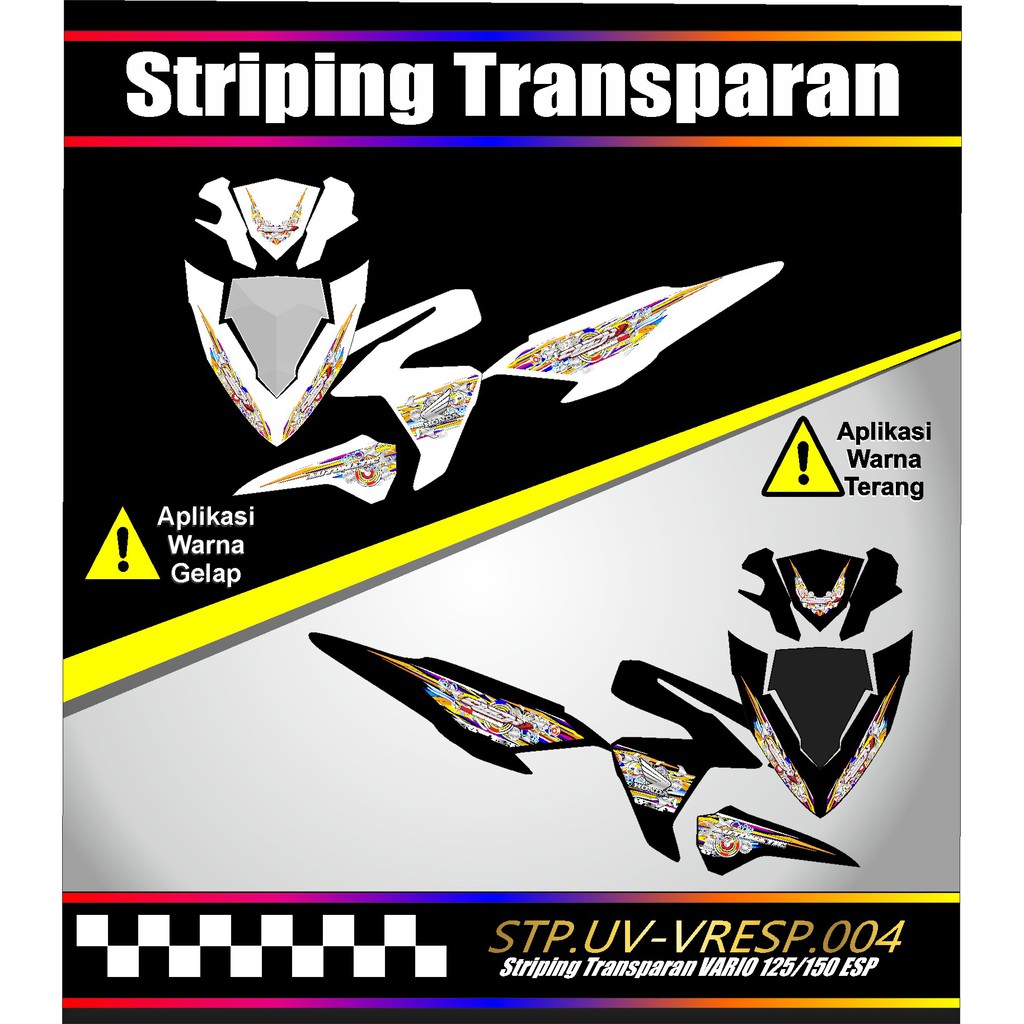 STRIPING STICKER MOTOR- STIKER MOTOR TRANSPARAN / UV STIKER MOTOR VARIO 125-150 ESP LAMA 004