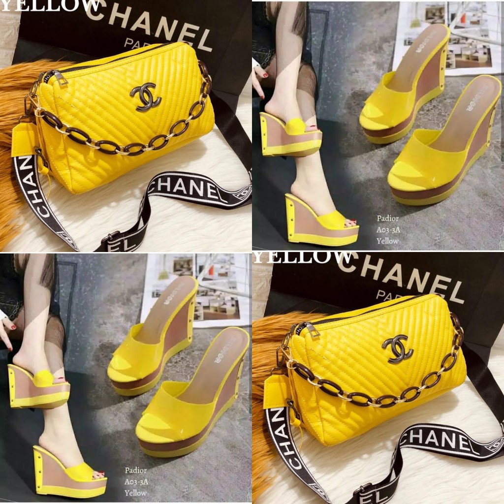 PAKET WEDGES SANDAL DAN TAS WANITA MALIKA