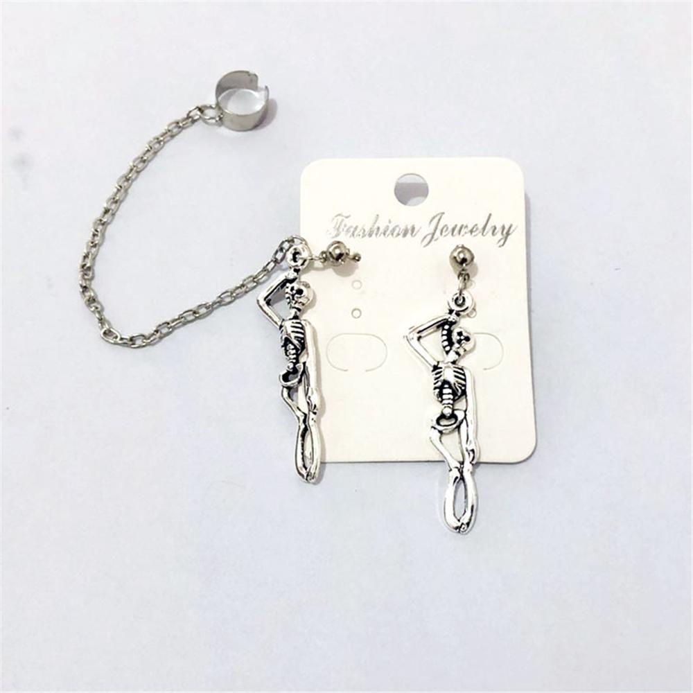 R-flower 1pasang Anting Tengkorak Fashion Hip Hop Drop Earring Rock Punk Gothic Ear Stud