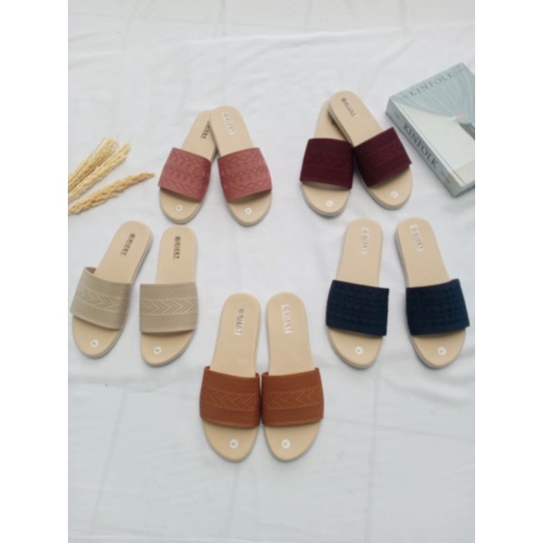 Sandal Slop Rajut Teplek Sandal Wanita Model Kekinian