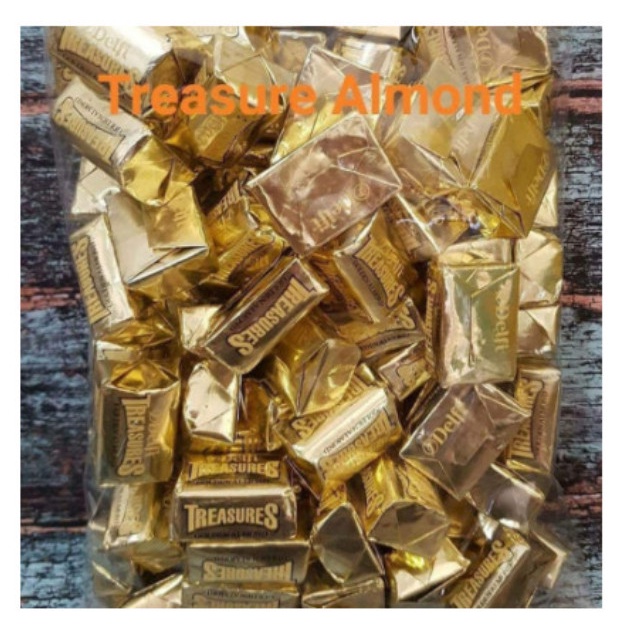 

COKELAT- COKLAT DELFI KILOAN TREASURE GOLDEN ALMOND (250GR / ISI 24PCS) - COOKIES(SILVER) -COKELAT.