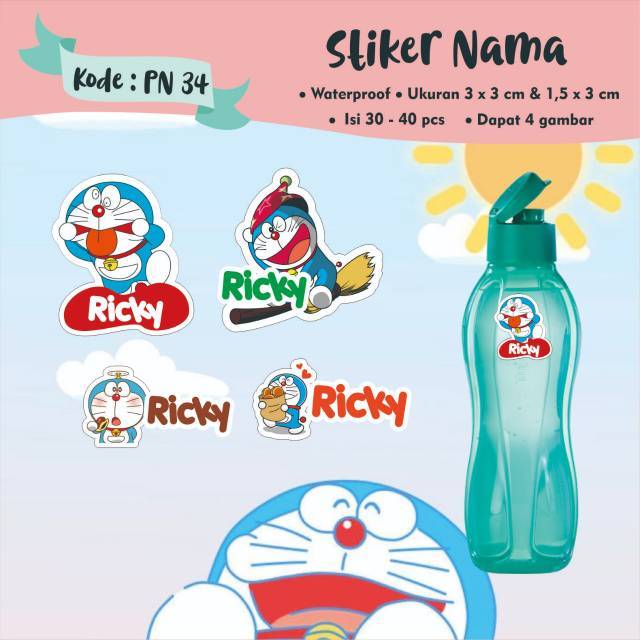 

[50 pcs] Stiker nama anak VINYL 4 gambar untuk buku, pensil, tumbler, kotak makanan