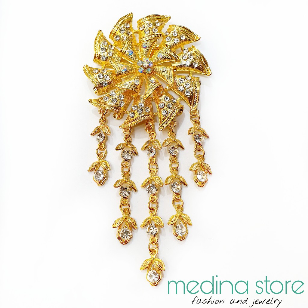 Bros Kebaya Mewah/Bros Besar Elegant/Bros Jurai/Bros Cantik Mewah Murah/Bros Permata Mawar-Miracle Gold