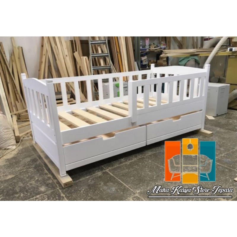dipan anak ranjang anak 2 laci ukuran 90x200
