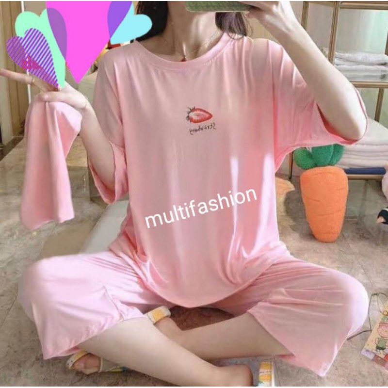 setelan kaos premium wanita/piyama Korea/ baju tidur santai