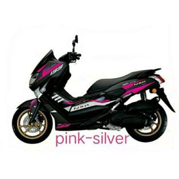 Cutting Stiker Sticker Striping Nmax Old 2015 2016 2017 2018 2019 Hitam Warna Silver-Pink