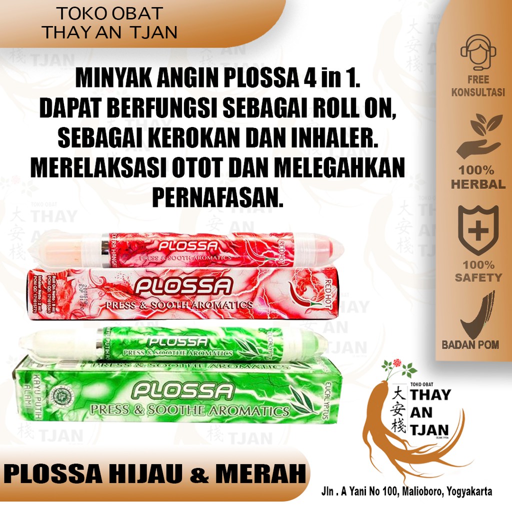 PLOSSA HIJAU MERAH | MINYAK ANGIN PLOSA | INHALER 3 IN 1