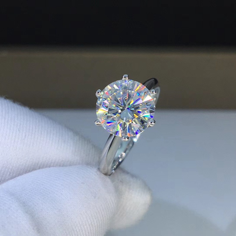 Cincin 1 Karat 925 Silver Sterling Simple Elegan Dengan Kristal  Berlian Imitasi Untuk Wanita Cincin Berlian HadiahTerbaik 817C2#