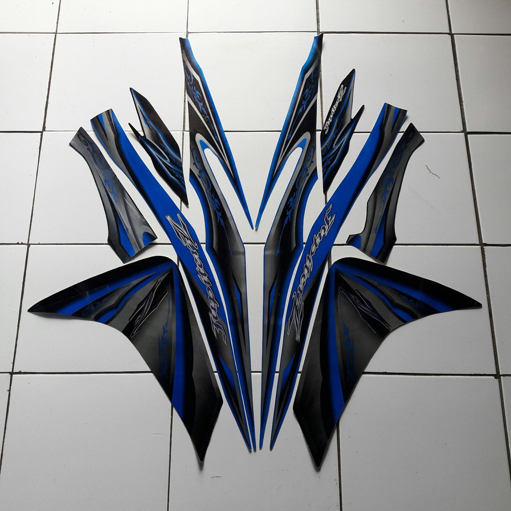 striping sticker motor yamaha Jupiter Z 2010 biru-hitam