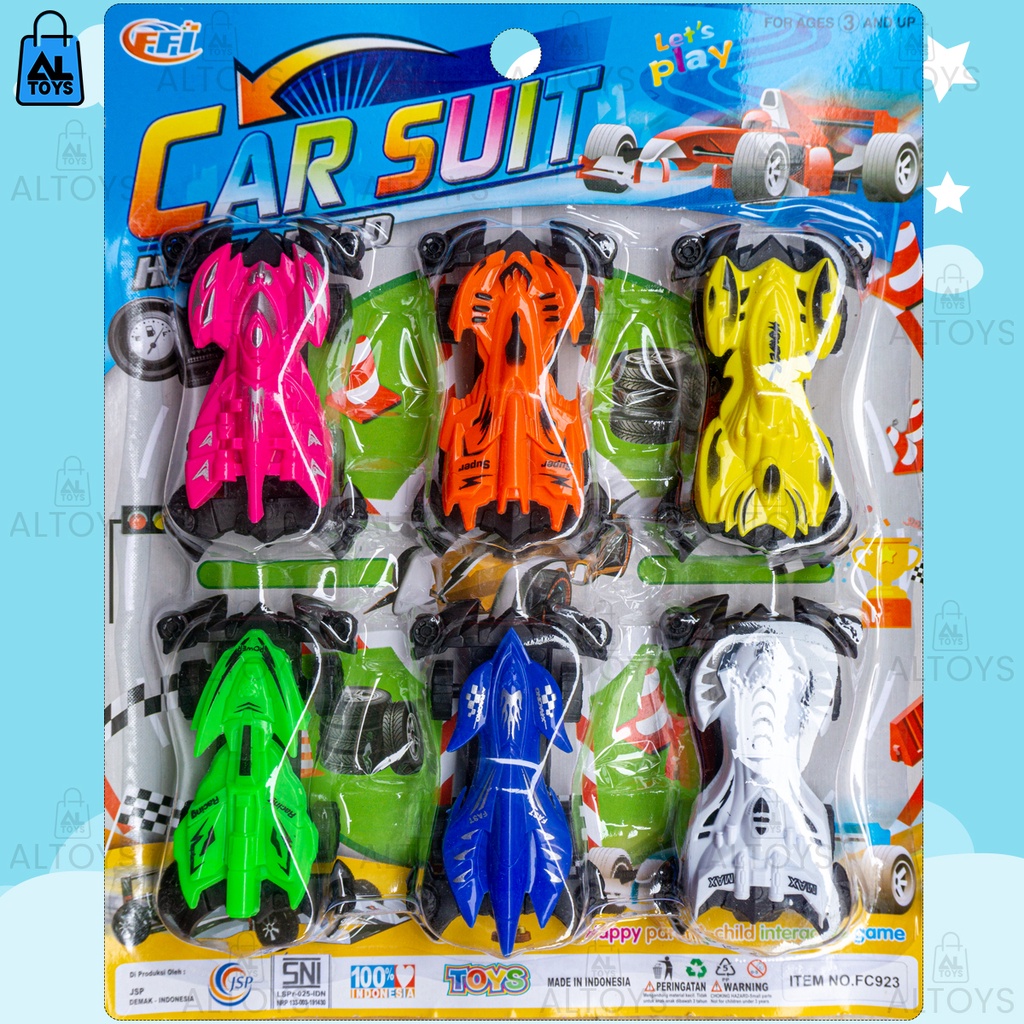 Mainan Tamiya Pullback Mini isi 6pcs Car Suit FC923